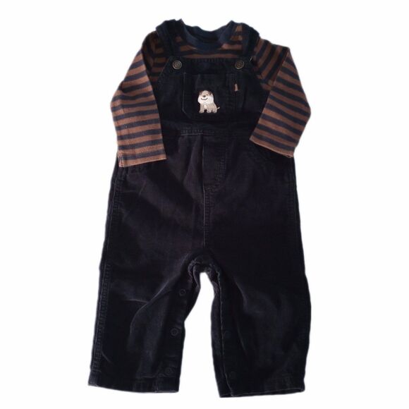 Carter's 2pc Overall Outfit Long Sleeve Top + Corduroy Pants sz 12M Boys - Picture 1 of 10